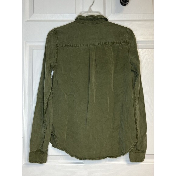 Paige Button Down Tencel Blouse Army Green Size Extra Small XS - Picture 2 of 8